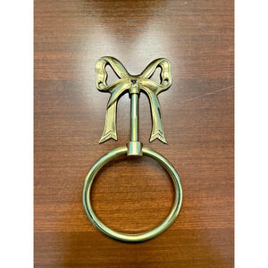 Vintage Solid Brass Bow Ribbon Towel Ring Holder – Wall Mount – Made in India